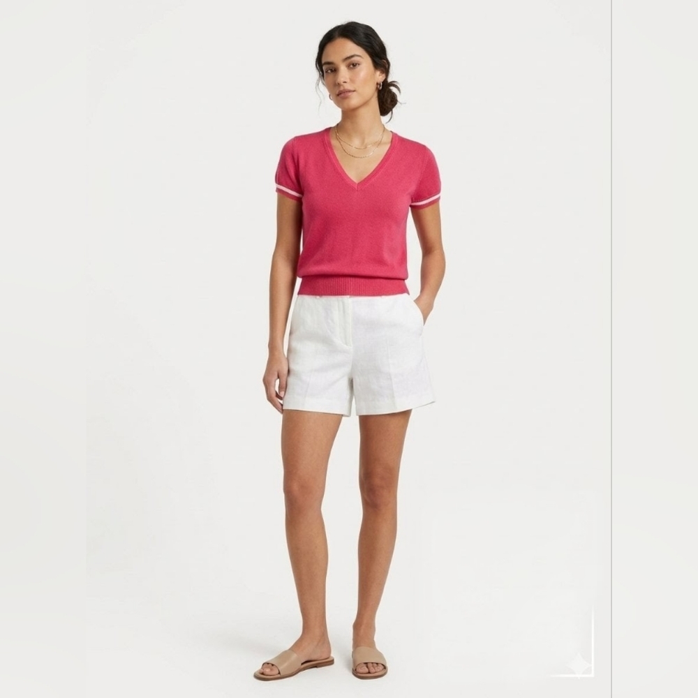 Vintage Prada Linea Rossa Contrast Trim V-Neck Knit Top